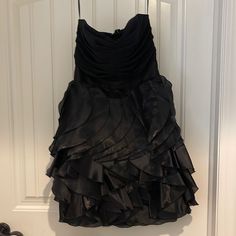 Chiffon Flounce Dress. Lbd Great For So Many Occasions. Size 6 But Feels More Like A 4. New With Tags Black Pleated Bodice Dress For Prom, Black Dress With Pleated Bodice For Prom, Formal Chiffon Mini Dress With Ruffles, Black Chiffon Dress With Ruffles, Black Dress With Pleated Bodice For Date Night, Elegant Lined Chiffon Mini Dress, Lined Chiffon Dress For Night Out, Chiffon Lined Dress For Night Out, Black Pleated Dress For Prom