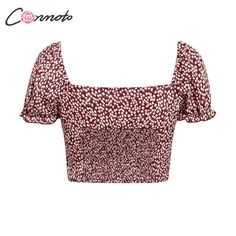 Casual Square Neck Fitted Blouse, Casual Fitted Square Neck Blouse, Casual Fitted Blouse With Square Neck, Crop Top Casual, Short Models, Vintage Crop Tops, Wrap Crop Tops, Vintage Casual, Crop Top Outfits