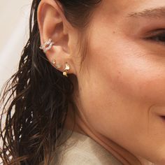 The Eriness Gold Form Huggies are petite yet dimensional. These earrings will become an instant staple in your collection. Materials: 14k Gold Handmade in California, USA