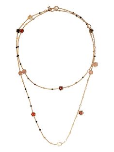 Rose gold 18kt rose gold diamond Figlia Dei Fiori necklace from PASQUALE BRUNI featuring spring-ring fastening, adjustable sliding closure, delicate chain, pink chalcedony, red garnet, moonstone, smoky quartz, carnelian and white and champagne diamonds. Pasquale Bruni, Pink Chalcedony, Rose Necklace, Delicate Chain, Brown Diamond, Champagne Diamond, Fine Jewelry Designers, Delicate Rings, Rose Gold Diamonds