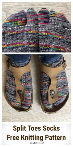 split toe socks free knitting pattern with text overlay that reads split toe socks free knitting pattern