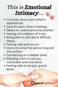 Emotional intimacy is the deep connection that allows individuals to share their thoughts, feelings, and vulnerabilities openly. It fosters trust and creates a safe space for love to flourish. When you and your partner can communicate honestly, support each other's dreams, and understand each other's needs, you build a bond that transcends mere physical attraction. Discover the beauty of emotional intimacy and strengthen your relationships by nurturing this vital aspect of connection! 🌟  #EmotionalIntimacy #Love #Relationships #Connection #Trust Healing With Your Partner, Communication In Relationships, Social Media Captions, Emotional Intimacy, Best Relationship Advice