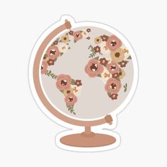 a globe with flowers on it sticker