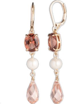 Elegant Beaded Drop Earrings With French Hook, Elegant Beaded Drop Earrings With Lever Back, Rhinestone Bead, Pink Pearl, Dillard's, Pearl Beads, Lauren Ralph Lauren, Ralph Lauren, Drop Earrings