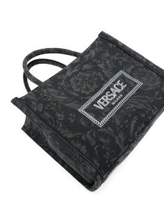 Versace Small Barocco Athena Tote Bag - Farfetch Shopper Tote, Open Top, Embroidery Logo, Patch Logo, Versace, Fashion Branding, Dust Bag, Shoulder Strap, Handles