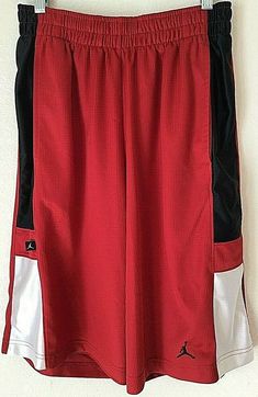 Very Good Used Condition - mild snagging - no drawstring Red Shorts With Side Pockets, Jordan Bred, Basketball Shorts, Red White, White Black, Red And White, Mens Short, White And Black, Jordan