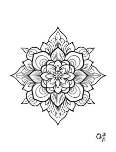 a black and white drawing of a flower