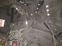 "This black button up has pearl snaps and beautiful embroidery and is in excellent condition. Made in Denver, Colorado. Size 16 1/2\" X 36\"" Traditional Black Tops With Buttons, Cowboy Dress, Mens Dress Shirts, Black Cowboy, Cycling Cap, Tacoma Wa, Poker Cards, Mens Dress, Small Photos