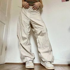 Spice Girls Fashion Street Retro Casual Low Waist Drawstring Loose Woven Pants Celana Kargo, Y2k Cargo Pants, Streetwear Cargo Pants, Sweatpants Streetwear, Cargo Pants Streetwear, Celana Fashion, Pocket Sweatpants, Oversized Pants, Women Cargo Pants