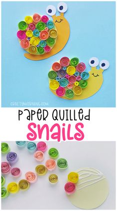 paper quilled snails are an easy craft for kids to make