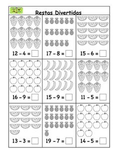 the printable worksheet for numbers 1 - 10 with pictures of fruits and vegetables