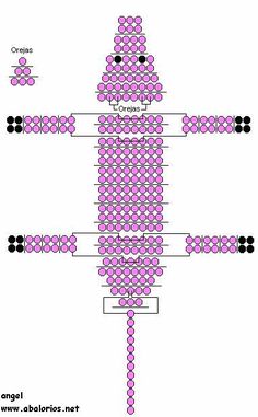 a cross stitch pattern in pink and black with dots on the bottom, as well as circles