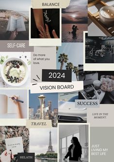 a collage of photos with the words vision board