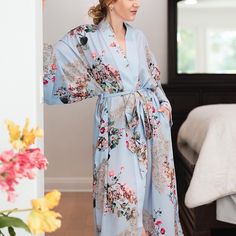 Add a touch of romance to your days with our silk Turquoise Kaftan Kimono Robe, a luxurious wardrobe addition. Choose matching patterns for you and your partner, creating moments of relaxation and indulgence together. Whether it's your honeymoon, a vacation, or simply a day at home, these robes are perfect for every occasion. Crafted from the finest fabric with meticulous attention to detail, these silky kimonos embody luxury. Soft and alluring, they offer comfort and flexibility, ensuring you f Luxury Floral Print Kimono For Vacation, Gown With Belt, Luxurious Wardrobe, Kimono Kaftan, Robe Silk, Kimono Dressing Gown, Robes For Women, Silk Kimono Robe, Matching Patterns