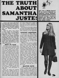 an advertisement for the truth about samantha juste, featuring a woman in black