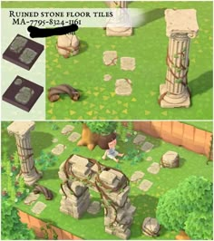 two screens showing the same scene in animal crossing, and one shows an image of a stone