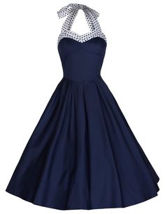 Lindy Bop Women's 'Carola' Vintage 1950's Rockabilly Halter Neck Swing Dress (XL, Blue) Lindy Bop, Look Retro, Vintage Inspired Fashion, 1950s Style, Pin Up Dresses, Retro Mode, Vintage Inspired Dresses, Vestidos Vintage, Vintage Style Dresses