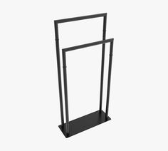 a black metal rack with two bars on it