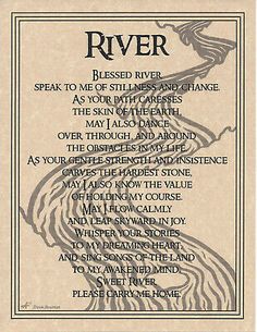 the river poem is shown in black and white