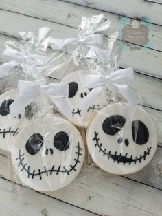 decorated cookies in the shape of jack skellings