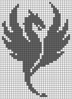 a black and white cross stitched pattern with an image of a bird on it's back