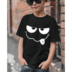 Season:Summer,Spring; Fabric:100% Cotton; Sleeve Length:Short Sleeve; Look After Me:Machine wash,Hand wash; Gender:Boys; Style:Basic,Fashion; Elasticity:Micro-elastic; Occasion:Outdoor,Casual,Daily; Kids Apparel:Tee,T shirt; Age Group:Kids; Fit Type:Regular Fit; Pattern:Cartoon; Age:4-12 Years; Listing Date:08/19/2024; Bust:; Length:; Neck:; Sleeve:; Neckline:Crew Neck Black Summer T-shirt With Cartoon Print, Black Funny T-shirt For Summer, Funny Black T-shirt For Summer, Funny Black Summer T-shirt, Black Funny Tops With Cartoon Print, Funny Black Tops With Cartoon Print, Boys Shirts Style, Basic Fashion, Boys Style