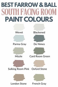 the best farrow and ball south facing room paint colors in various shades, including grays