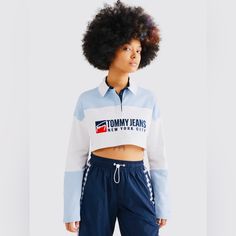 Nwot. Retro Cropped Polo. Sold Out Online. Tommy Hilfiger Crop Top Long Sleeve, Blue Sporty Tommy Hilfiger Tops, Sporty Blue Tommy Hilfiger Top, Cropped Polo, Long Sleeve Polo, Tommy Jeans, Color Block, Tommy Hilfiger, New York City