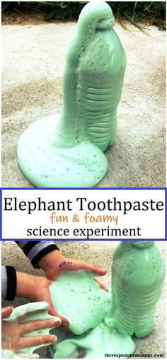 an elephant toothpaste is being used as a fun science experiment