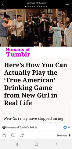 an article on the internet about how to play the game drinking game from new girl and real life