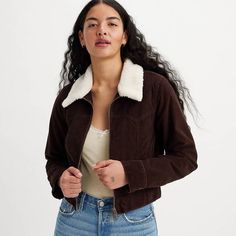 Theeeeee Softest Brown Corduroy Jacket!!! I Don’t Know How The Fabric Is So Soft On The Jacket And On The Sherpa Part But It Made Me Buy This. I Keep Wanting To Wear It But Haven’t Been Able To Figure Out The Outfit And I Need The Space In My Closet So I Decided To Sell It! Nwot, Never Worn. I Hope Someone Else Loves It This Fall!! I’m Including A Picture From Levi’s Of A Jacket That Fits Very Similarly/Is A Similar Style Except Mine Has Buttons, Not A Zipper, And The Collar On Mine Is A Bit Mor