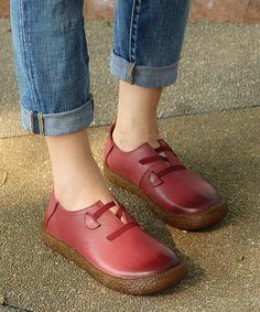 Fitted Cross Strap Flat Shoes For Women Red Genuine LeatherMade of:-Genuine Leather Upper.-Rubber sole-Genuine Leather cushioned insole. Vintage Loafers, Flat Shoes For Women, Flat Loafers, Long Sleeve Outfits, Trendy Boots, Pu Heels, Leather Cushion, Classic Pumps, Leather Shoes Woman