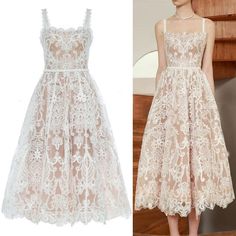 Boho Woman Dresses 2023 Summer Embroidery Runway Backless Sexy Party Dress Beach Sleeveless Spaghetti Strap Sundress Women Lace Embroidery Runway, Sundress Women, Lace Sundress, Boho Woman, Dresses 2023 Summer, Summer Embroidery, Woman Dresses, White Sundress, Ladies Gown