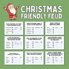 the christmas friendly fud game is shown in green and has an image of santa on it