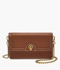 Ainsley Wallet Crossbody - SHB3152210 - Fossil Vintage Revival, Brown Crossbody Bag, Brown Crossbody, Chain Wallet, Change Purse, Wallet Chain, Crossbody Strap, Smartwatch, Crossbody Shoulder Bag