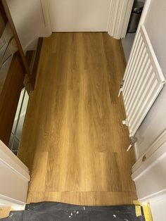 an overhead view of a wood floor in a house