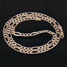 Men's Italian 14k Yellow Gold Figaro Chain Necklace 24" 5.3mm 19.6 grams Approximate Weight: 19.6 grams Approximate Width: 5.3 mm (0.2 inch) Metal: 14k Yellow Gold Hallmark/Stamp: 14k Solid, Real, Genuine Gold (NOT Plated) Chain Length: 24 inches Country of Manufacture: Italy Gold Figaro Chain, Engagement Ring Necklace, Green It, Figaro Chain Necklace, Figaro Chains, Figaro Chain, Cuban Chain, Watch Necklace, Jewelry Store