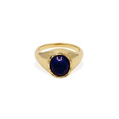 JULIETTE Ring - Gold and Lapis Lazuli Blue Stone Pinky Ring, Blue Lapis Lazuli, Lapis Lazuli Stone, Peace And Harmony, Blue Lapis, Oval Frame, Pinky Ring, Self Awareness, Necklace Sizes