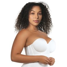 This stylish and strapless longline bra has light foam, smooth cups. This bustier bra has silicon elastic at the neckline keeps cup in place. The multiple hook and eye longline back closure helps smooth and adds the ultimate support. This bra top stays firm on body as a strapless bra, and is designed with special support to cover extended sizes for full busted and full figure women. • Silicon elastic at the neckline and top back to help the bra stay firm on body for long hours of wearing. • Seam Strapless Seamless Shapewear, Strapless Sculpting Shapewear With Medium Bust Support, Fitted Bandeau Shapewear, Strapless Stretch Shapewear With Built-in Bra, Strapless Shapewear With Built-in Bra, Shaping Underwire Corset With Built-in Bra, Shaping Corset With Built-in Bra And Underwire, Seamless Sculpting Strapless Shapewear, Strapless Fitted Bra With Medium Bust Support