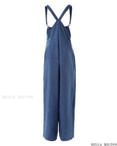 Bella Milton - Contemporary Wide Leg Suspender Jumpsuit with Practical Pocket Design Chic Solid Overalls With Pockets, Chic Bib Front Overalls With Pockets, Chic Jumpsuits And Rompers With Bib Front And Pockets, Chic Overalls With Bib Front And Pockets, Denim Jumpsuit With Pockets For Summer, Non-stretch Summer Workwear Overalls, Summer Workwear Denim Jumpsuit With Bib Front, Summer Denim Bib Front Jumpsuit With Pockets, Summer Denim Jumpsuit Overall With Side Pockets