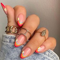 Yellow Nail, Colorful Nails, Her Nails, Rainbow Nails, Nail Designs Spring, Funky Nails, Pretty Acrylic Nails, Short Acrylic Nails, Nail Arts