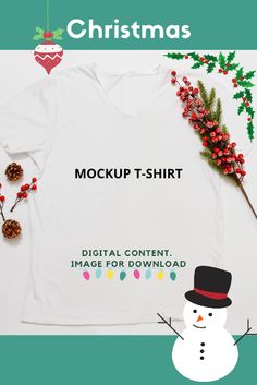 This is image for download. You could download it by link below. Digital content for your business. Use my T-shirt mockups as flat lay images to promote your shirt designs. This digital mockup is designed to be user-friendly—simply overlay your design, print, text, logo, ad, artwork, or typography onto the T-shirt mockup to present them in your online store! Holidays Outfits, New Year Holidays