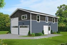 a two car garage is shown in this rendering