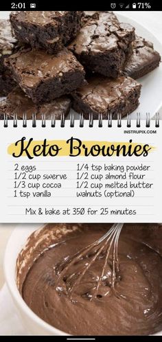 the recipe for keto brownies is shown here