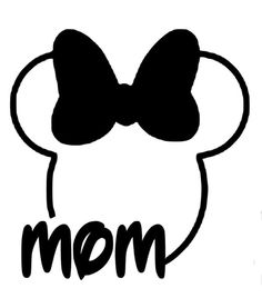 the word mom with a bow on it's head is shown in black and white