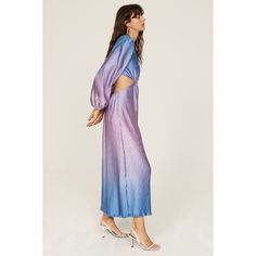 Purple ombre satin (100% Polyester). Lining (100% Polyester). Hourglass. Long sleeves. Plunge neck. Pull on. 56" from shoulder to hemline. Imported. Ombre Dress, Purple Ombre, Rent The Runway, Jonathan Simkhai, Closet Designs, Cutout Dress, Formal Event, Night Out, Long Sleeves