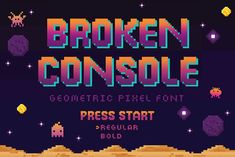 Broken Console 1 Binder Inspiration, Video Game Font, Title Screen, Game Arcade, Game Font, Pixel Font, All Caps Font, Unicorn Christmas, New Retro Wave