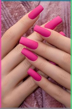 Matte Nails Valentines Day, Neon Pink Matte Nails, Pink Matte Nails Design, Pink Matte Nails, Best Summer Nail Color, Pink White Nails, Nail 2024, Colors For 2024, Matte Pink Nails