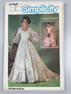 an image of a woman in a wedding dress on the cover of a sewing pattern