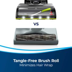 two different types of hair dryers with the words tangle - free brush roll and minimizes hair wrap